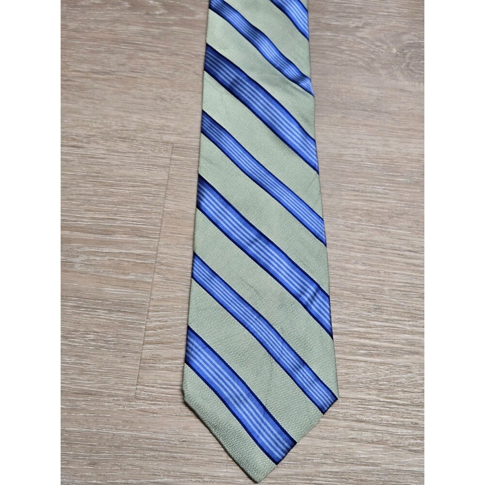 Express 100% Silk Green Blue Striped Tie Diagonal Stripe Necktie